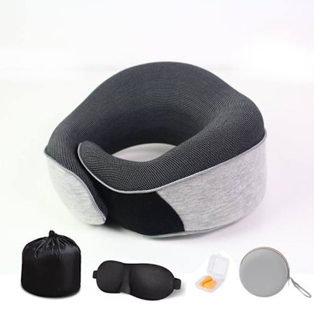 U-formad resekudde minnesskum för flyg & bil, ergonomisk nackkudde, tvättbart fodral_TF_TF