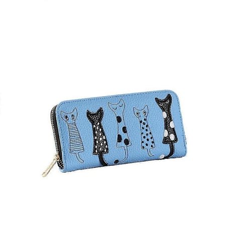 Damplånbok katt plånbok handväska läder present svart (A-5-F6)