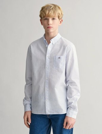GANT Poplin Gingham Shield Shirt - Blue - 176