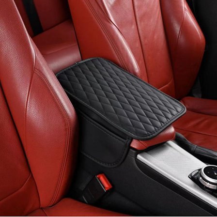 Mikrofiberläder Bil Armstödsskydd Kudde med 2 Förvaringsväskor, Universell Bil Armstöd Förvaringslåda Bil Interiör Tillbehör för de Flesta Fordon