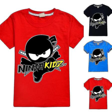 Ninja Kidz Tema T-skjorte Barn Gutter Kort Erme Tegneserie Tee Skjorte Topper Hk Red 11-12 Year