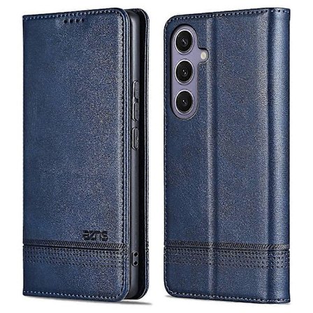 AZNS til Samsung Galaxy S25 Mobiltelefon Cover Ko Læder Tekstur PU Læder Wallet Telefon Cover - Blå (Blå)