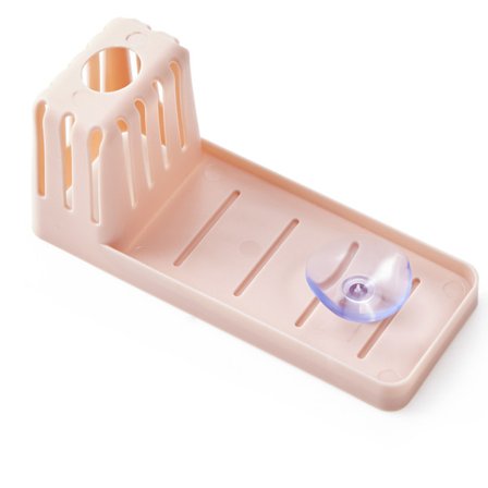 Hylde, svampeopvaskestativ, lyserød køkkenhylde