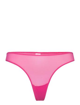 Lace Satin Thong Stringtruse Undertøy Rosa Understatement Underwear*Betinget Tilbud