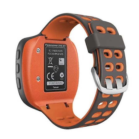 For Garmin Forerunner 310XT Tofarget Silikon Klokkereim (Grå Oransje) (LGL)