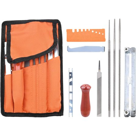 Kedjesågsvässare Filsats 10st 5/32" 3/16" 7/32" Rund Kedjesågsfil 6 Tum Platt Fil Trähandtag Djupmätare Snabbkontrollmätare