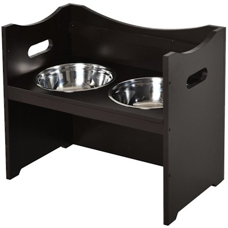 Rootz hundmatningsstation - brun - konstruerat trä, rostfritt, stål - 21,25 cm x 12,4 cm x 18,5 cm