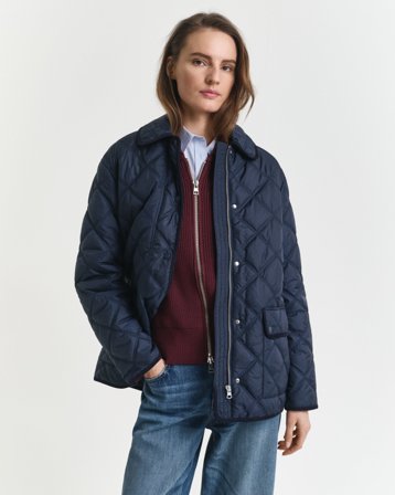 GANT Damen Steppjacke mit Cordbesatz (L) Marineblau