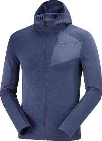 Salomon Men's Outline Full Zip Hoodie Men Mid layer tops Blue XL