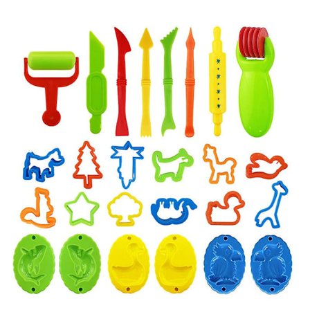 26-delt modellerværktøjssæt til børn - Legesæt med lermodelleringsværktøj - Plastskærere til modellervoks - Tilbehør til plasticine med forskellige 