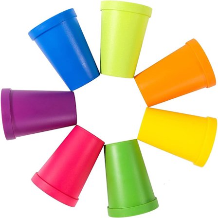 Plastkopper, 7 stk. Stable 200ml, Gjenbrukbar Plast