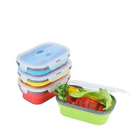 Silikone Frokostboks, Sammenklappelig Fødevareopbevaringsbeholder Med Låg