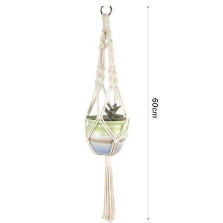 Mordely Hengende kurv for blomsterpotte i bomullstau