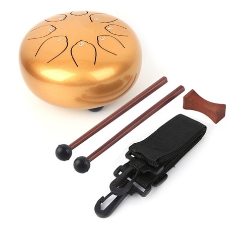 6 tommers C-tone Tungetromme Handpan Tromme Trommestikker Slagverksinstrument med bæretaske (Gull)