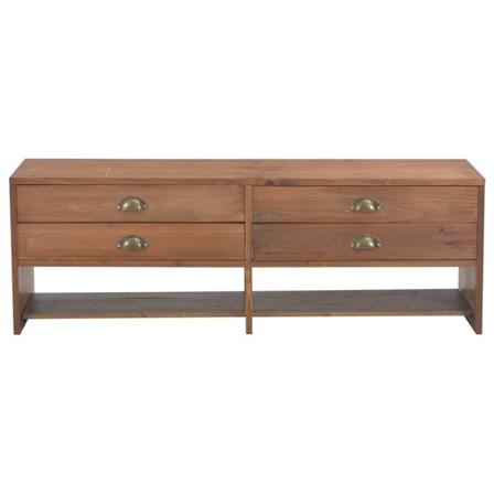 Vidaxl Tv-bänk Med 4 Lådor 120x30x40 Cm Massivt Granträ Brun