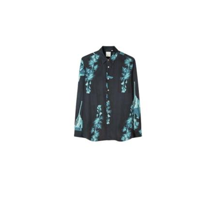 PS By Paul Smith Slim Fit Stem Print Shirt Blå, Herre Skjorter