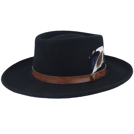 Stetson - Nero traditionalbeanie Cappello - Gambler Woolfelt Black Western @ Hatstore