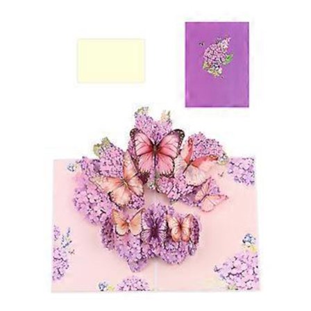 Unikt 3D-kort med blommor och fjärilar, elegant visuell effekt, 3D-kort med fjäril och blomma för födelsedagar och årsdagar