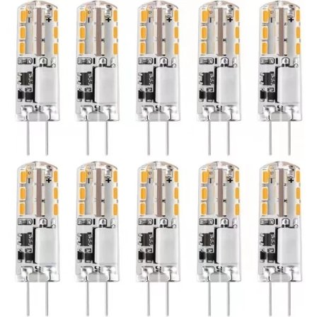 10x G4 LED-polttimot 12V AC/DC Valkoinen valo 6000K 2W, 24LED Himmennettävä valo-WELLNGS