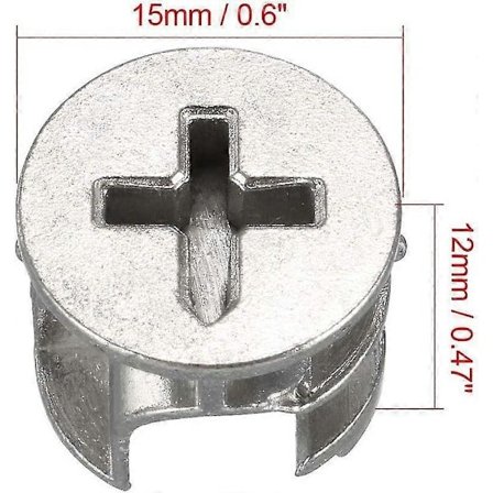 15 stk Møbel Kamlås Mutter Koblingsbeslag 15x12mm Kompatibel Skap Skuff Garderobe Panelkobling (skaff den)