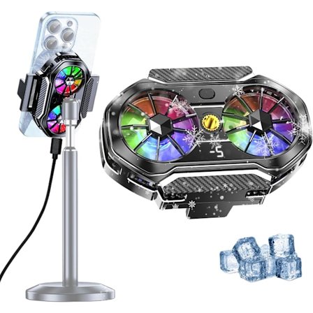 Gaming Telefonkjøler, Telefonkjøler, Telefonkjølevifte med LED Temperaturdisplay, Mobiltelefon Radiatorveske for Livestreaming for