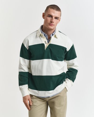 GANT Herren Heavy Rugger mit Blockstreifen (XL) Grün