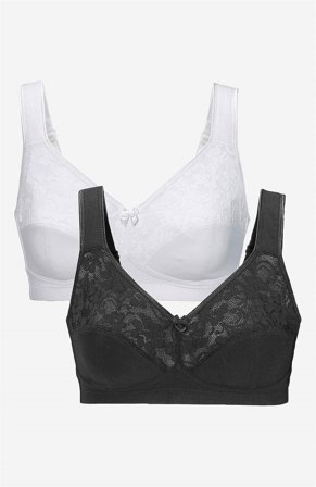 Cellbes of Sweden - Spileløs myk BH Anna 2-pack i svart + hvit for damer i størrelse 90D