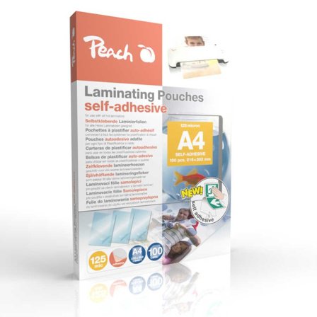 PEACH Laminierfolien A4 (303x216mm), 125mic selbstklebend