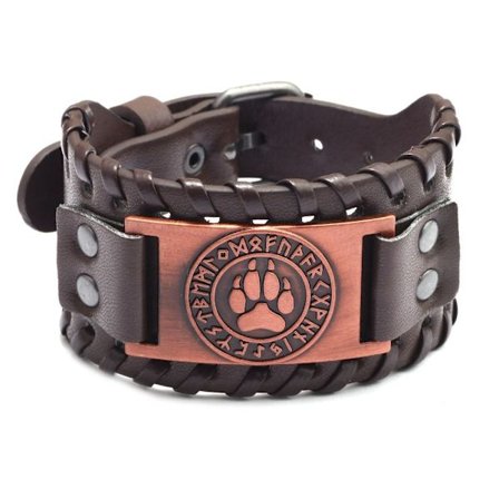 Viking Armband Bred Armband BRUN BEAR PAW PRINT BEAR PAW