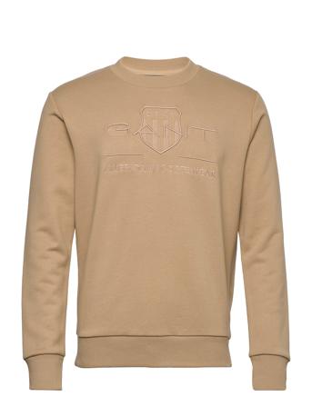 Reg Tonal Shield C-Neck Sweat Sweatshirt Trøje Beige GANT