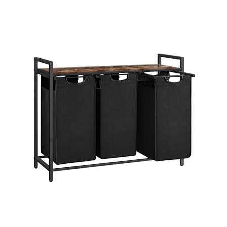 Rootz tvättkorg med hylla - Vintage brun-svart - MDF-stål - Oxfordduk - 92,5 cm x 33 cm x 71 cm - 25 cm x 30 cm x 51 cm