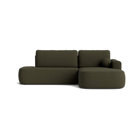 Monza chaiselong sovesofa med magasin, højrevendt, Loop Grøn, 286x175x90cm - Udslået seng: 215x140cm - Perfekt til gæster og hverdagsbrug