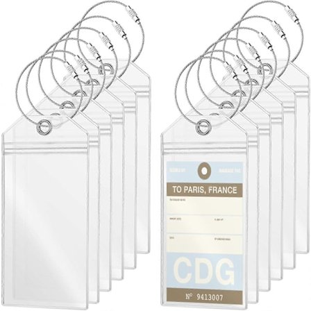 12 stk. Kuffertmærker til krydstogter, 18,5 x 9 cm Transparent Krydstogt Bagagemærke, PVC Vandtæt Krydstogt Bagagemærker til Kufferter, Rejsetasker (