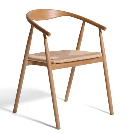 Eden spisebordsstol, Egetræ & Naturflet - 56x55x76,5cm - Massiv Eg Design Spisestol - Holdbar, Stilfuld & Perfekt til Spisestuen - Natur