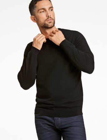Lindbergh Black 100 % Merino Crew Neck Knit - Black - S
