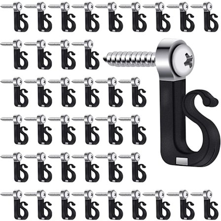 Skruekroker, 40-pakning Utendørs Innendørs Lysholder Kroker med Bor Q-Henger Kroker for Enkel Frigjøring Utendørs LED Lyslenke