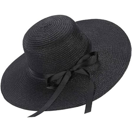 Hatt i strå for kvinner, sommer, sløyfe, strand, sammenleggbar, UV-beskyttelse UPF50+, bred brem, floppy, damehatt i strå, solhatt, pakkbar, ferie, 