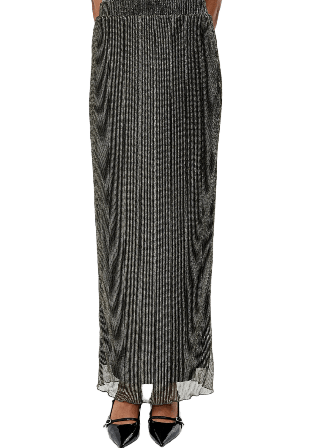 French Connection Tamy Lurex Plisse Midi Skirt Kjolar Dam Svart XS