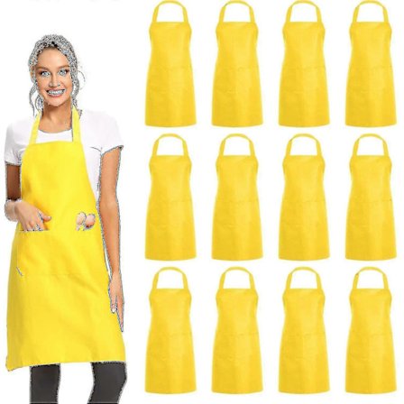 12-pak Ensfarvede Forklæder med 2 Lommer - Sort Unisex Kommerciel Forklæde Bulk