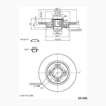 Bromsskiva med hjullager