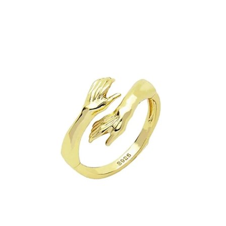 Silver Smycken Kärlek Kram Ring Mode Retro Tidvattenström Justerbara Öppna Ringar för Kvinnor Män Älskares Smyckesgåvor