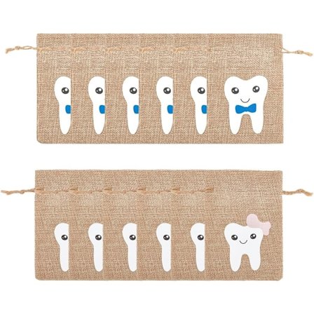 12 Rosa og Blå Tannposer for Jenter og Gutter, Tannposer