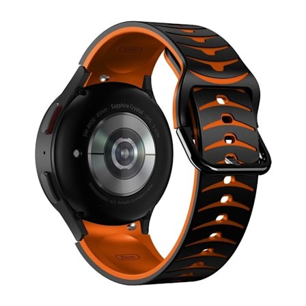 Samsung Galaxy Watch 5 / 5 Pro / 4 klockarmband i silikon med böjd linje - Svart / Orange