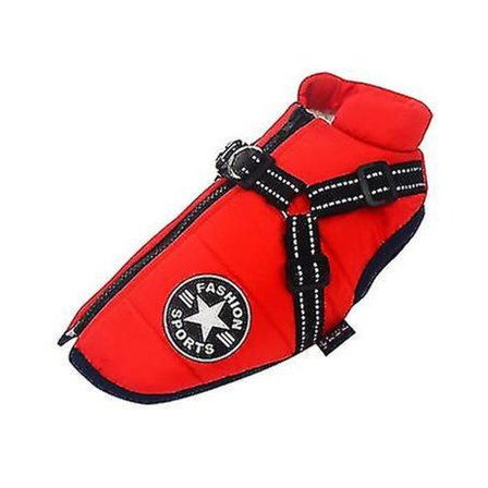 Stor Hundjacka med Sele Vinter Varm Hundkläder Vattentät