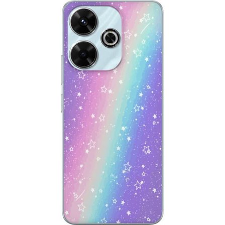 Kompatibelt Mobildeksel til Xiaomi Redmi 13 Rainbow-farget pastellbakgrunn med hvite stjerner og gnistrende prikker i myk overgang
