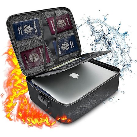 Brannsikker Dokumentorganisatorboks med Lås, Viktig Filorganisator Dokument Sikker Oppbevaringsveske, Bærbar Kontor Hjem Reise Dokumentveske for Pass,