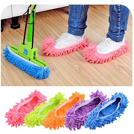 10-pak Vaskbare Genanvendelige Mikrofiber Gulvrengørings-Slippers til Kvinder Mænd Børn Hårredder Hjem Kontor Badeværelse Køkken