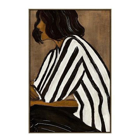 Seinätaide canvasille – Naishahmo, 80x120cm, Beige/Musta