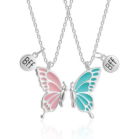 2st Söt Butterfly Bff Halsband Emalj Butterfly Friendship Halsband
