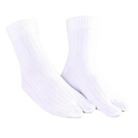 2X Bomullsandal 2 Tåstrumpor Randiga Tabi Strumpor Hallux Valgus Korrigerare Vit